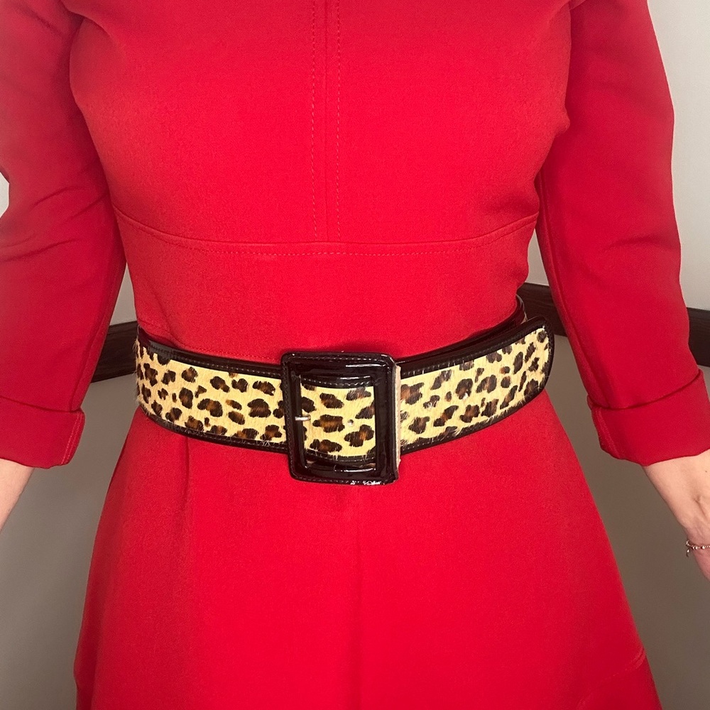 Gerard Darel Leopard Print Belt with Black Accents